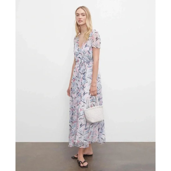 NWT Club Monaco Birds of Paradise Maxi Wrap Dress Sheer Top Dress Women's Sz 00 - Picture 1 of 11